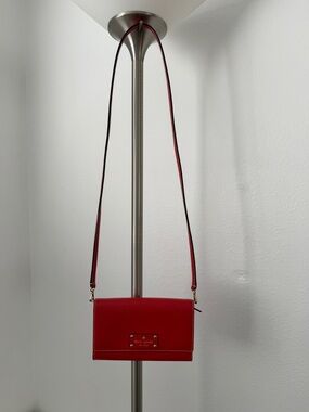 Kate spade Red Leather Crossbody Wallet with Gold Hardware